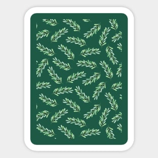 Olive branch pattern in turquoise green background Sticker